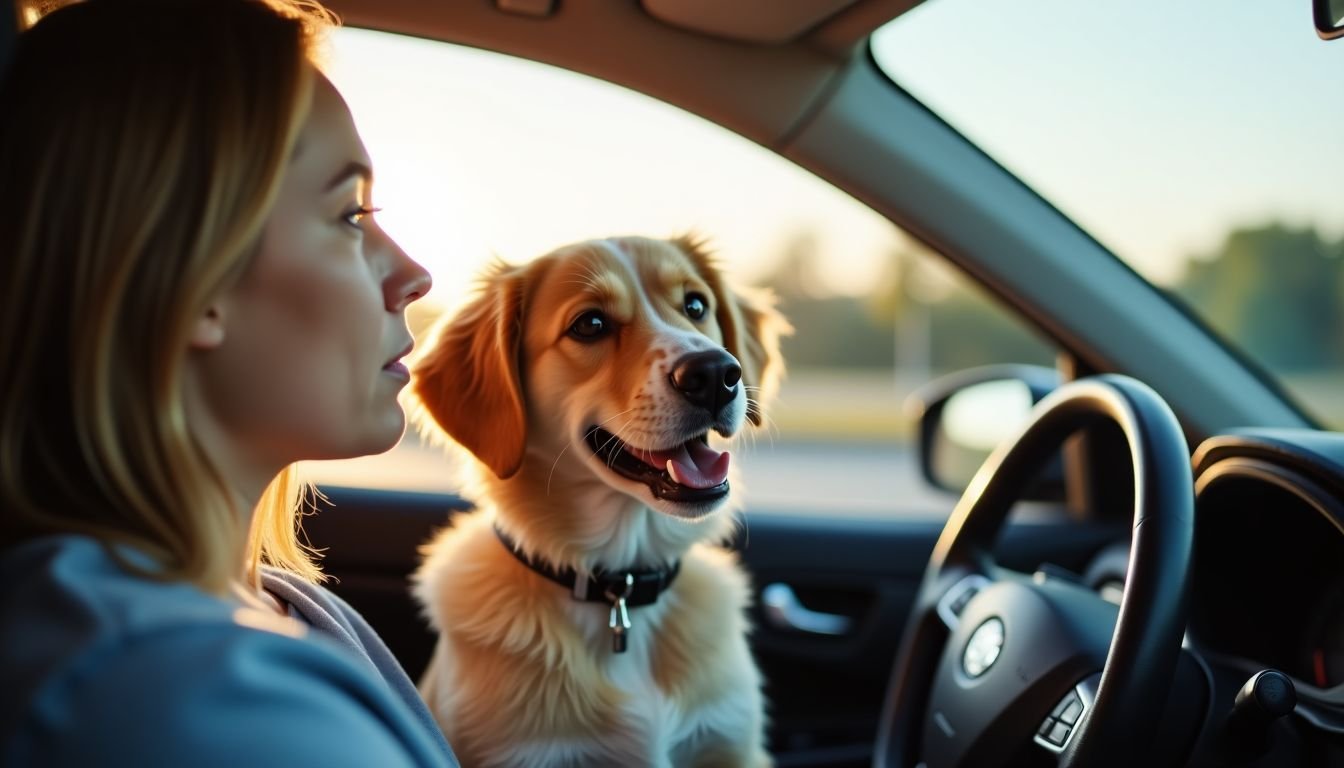 A dog owner installing a barrier in the car window for their pet.