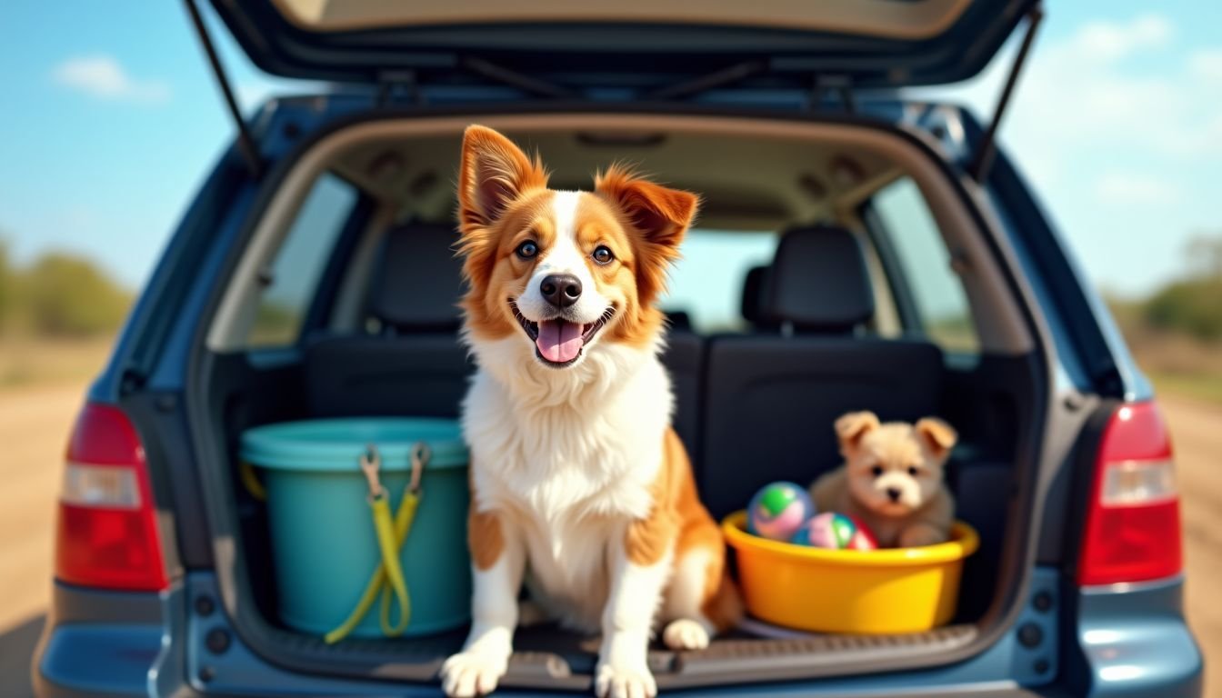 A happy dog getting ready for a road trip adventure.
